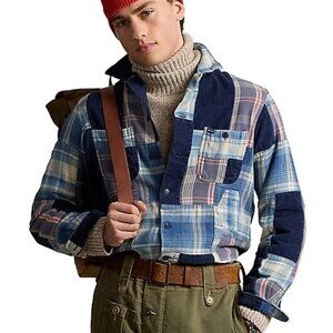 Polo Ralf Lauren Classic-Fit Indigo Patchwork Work shirt M $320 NWT